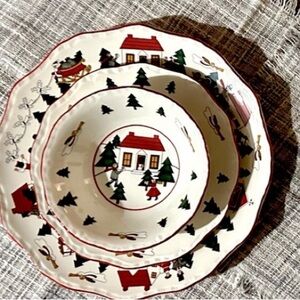 Mason Ironware “Christmas Village” Retired Pattern 3 Piece Place Settings